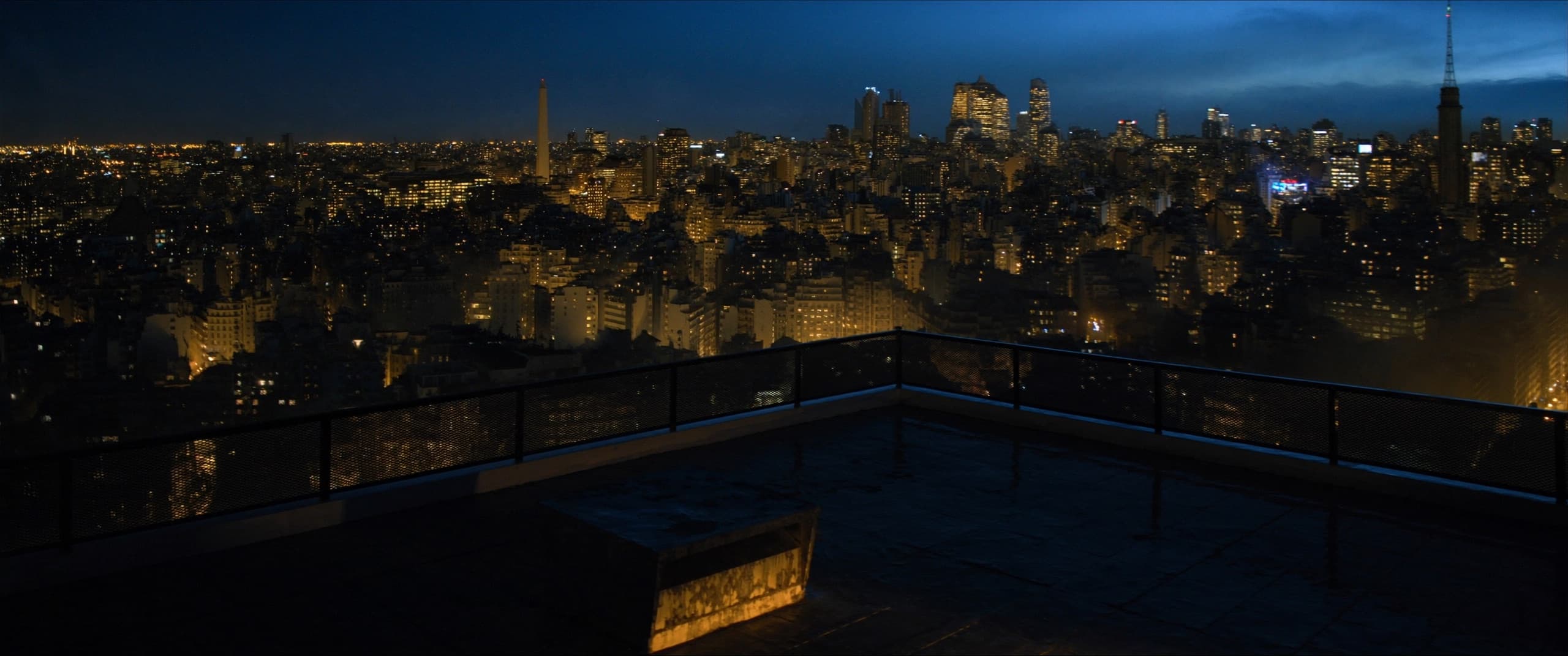 Buenos Aires de noche visto desde una terraza